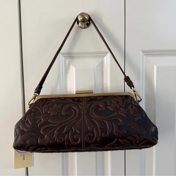 Gianni Conti Brown Embossed Leather Satchel Bag - Picture 11 of 14